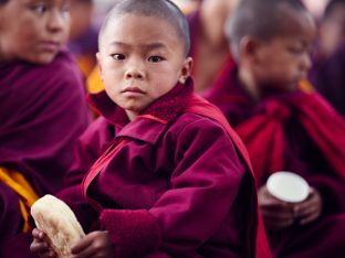 Thaye Dorje, His Holiness the 17th Gyalwa Karmapa, presides over prayers on the opening day of the Kagyu Monlam in Bodh Gaya, India, in December 2019 (Photo/Tokpa Korlo)