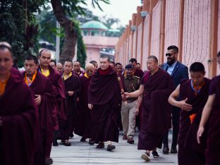 Thaye Dorje, His Holiness the 17th Gyalwa Karmapa, on day two of the 2019 Kagyu Monlam, Bodh Gaya, India, December 2019 (Photo/Tokpa Korlo))