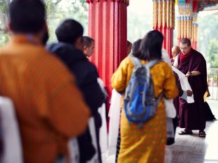 Thaye Dorje, His Holiness the 17th Gyalwa Karmapa, on day two of the 2019 Kagyu Monlam, Bodh Gaya, India, December 2019 (Photo/Tokpa Korlo))