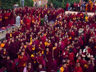 Thaye Dorje, His Holiness the 17th Gyalwa Karmapa, on day two of the 2019 Kagyu Monlam, Bodh Gaya, India, December 2019 (Photo/Tokpa Korlo))