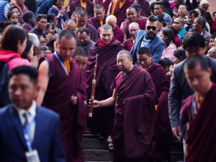 Thaye Dorje, His Holiness the 17th Gyalwa Karmapa, on day two of the 2019 Kagyu Monlam, Bodh Gaya, India, December 2019 (Photo/Tokpa Korlo))