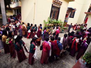 Thaye Dorje, His Holiness the 17th Gyalwa Karmapa, on day two of the 2019 Kagyu Monlam, Bodh Gaya, India, December 2019 (Photo/Tokpa Korlo))