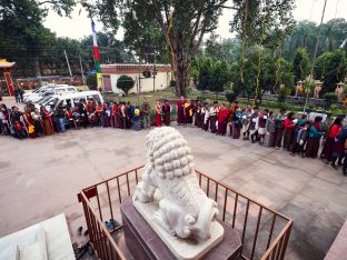 Thaye Dorje, His Holiness the 17th Gyalwa Karmapa, on day two of the 2019 Kagyu Monlam, Bodh Gaya, India, December 2019 (Photo/Tokpa Korlo))