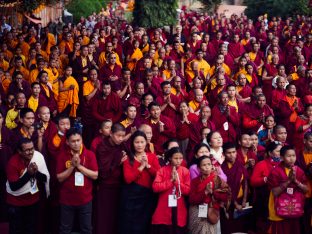 Thaye Dorje, His Holiness the 17th Gyalwa Karmapa, on day two of the 2019 Kagyu Monlam, Bodh Gaya, India, December 2019 (Photo/Tokpa Korlo))
