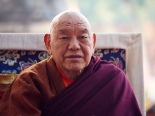 Thaye Dorje, His Holiness the 17th Gyalwa Karmapa, on day three of the 2019 Kagyu Monlam, Bodh Gaya, India, December 2019 (Photo/Tokpa Korlo)