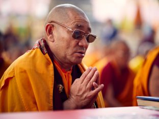 Thaye Dorje, His Holiness the 17th Gyalwa Karmapa, on day three of the 2019 Kagyu Monlam, Bodh Gaya, India, December 2019 (Photo/Tokpa Korlo)