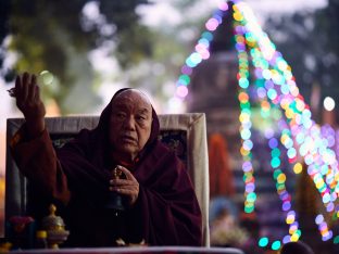 Thaye Dorje, His Holiness the 17th Gyalwa Karmapa, on day three of the 2019 Kagyu Monlam, Bodh Gaya, India, December 2019 (Photo/Tokpa Korlo)