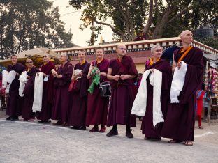 Thaye Dorje, His Holiness the 17th Gyalwa Karmapa, arrives for the Kagyu Monlam 2019. (Photo/Tokpa Korlo))