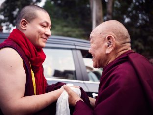 Thaye Dorje, His Holiness the 17th Gyalwa Karmapa, arrives for the Kagyu Monlam 2019. (Photo/Tokpa Korlo))