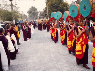 Thaye Dorje, His Holiness the 17th Gyalwa Karmapa, arrives for the Kagyu Monlam 2019. (Photo/Tokpa Korlo))