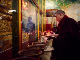 Thaye Dorje, His Holiness the 17th Gyalwa Karmapa, arrives for the Kagyu Monlam 2019. (Photo/Tokpa Korlo))