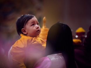 Thaye Dorje, His Holiness the 17th Gyalwa Karmapa, Sangyumla and Thugseyla at Dhagpo Kundreul Ling in Le Bost, France. Photo / Tokpa Korlo