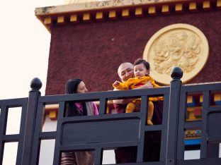 Thaye Dorje, His Holiness the 17th Gyalwa Karmapa, Sangyumla and Thugseyla at Dhagpo Kundreul Ling in Le Bost, France. Photo / Tokpa Korlo