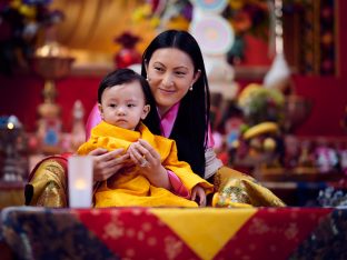 Thaye Dorje, His Holiness the 17th Gyalwa Karmapa, Sangyumla and Thugseyla at Dhagpo Kundreul Ling in Le Bost, France. Photo / Tokpa Korlo