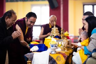 There was a tangible sense of joy and excitement as Sangyumla and Thugsey joined Karmapa at the Public Meditation Course at KIBI