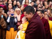 Thaye Dorje, His Holiness the 17th Gyalwa Karmapa, shares a tender moment with his son Thugsey at KIBI
