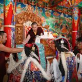 Thaye Dorje, His Holiness the 17th Gyalwa Karmapa, being received at Tagtse monastery. Photo / Magda Jungowska