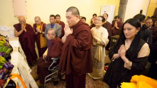 Thaye Dorje, His Holiness the 17th Gyalwa Karmapa; his parents, His Eminence Jamgon Mipham Rinpoche and Dechen Wangmo; and his wife Sangyumla