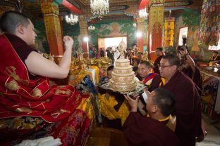 Karmapa receives special offerings in a long life ceremony
