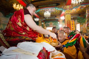 Special offerings in a long-life ceremony for Karmapa