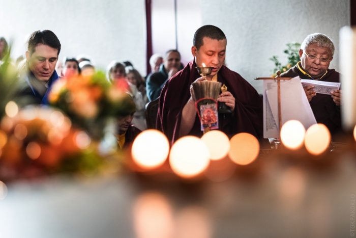 Thaye Dorje, His Holiness the 17th Gyalwa Karmapa, with Lama Jigme Rinpoche and Karma Trinley Rinpoche