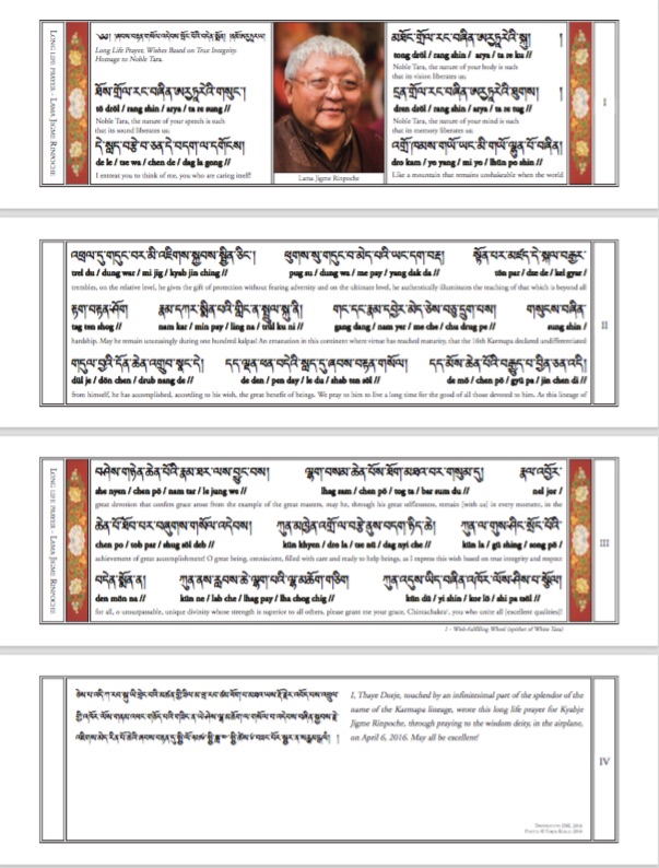 Long life prayer for Lama Jigme Rinpoche