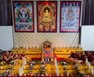 Thaye Dorje, His Holiness the 17th Gyalwa Karmapa, leading the Kagyu Monlam