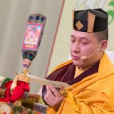 Thaye Dorje, His Holiness the 17th Gyalwa Karmapa, giving an empowerment on Chenresig in France 2015. Photo / Thule Jug