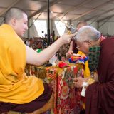 Thaye Dorje, His Holiness the 17th Gyalwa Karmapa, blessing Lama Jigme Rinpoche in France 2015. Photo / Thule Jug