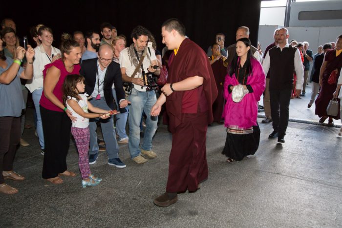 Thaye Dorje, His Holiness the 17th Gyalwa Karmapa, arrives with Sangyumla in Grenoble