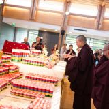 Thaye Dorje, His Holiness the 17th Gyalwa Karmapa blessing the hundreds of mantra rolls and other precious substances. Photo / Tokpa Korlo