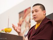 Thaye Dorje, His Holiness the 17th Gyalwa Karmapa, teaching on compassion. Photo / Thule Jug