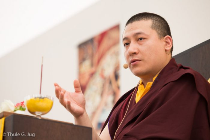 Thaye Dorje, His Holiness the 17th Gyalwa Karmapa, teaching on compassion. Photo / Thule Jug