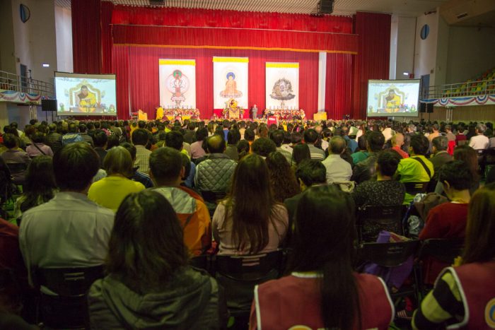 Thaye Dorje, His Holiness the 17th Gyalwa Karmapa, giving the empowerment of Chenresig. Photo / Thule Jug