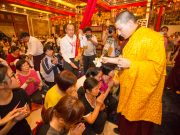 Thaye Dorje, His Holiness the 17th Gyalwa Karmapa, blessing devotees. Photo / Thule Jug