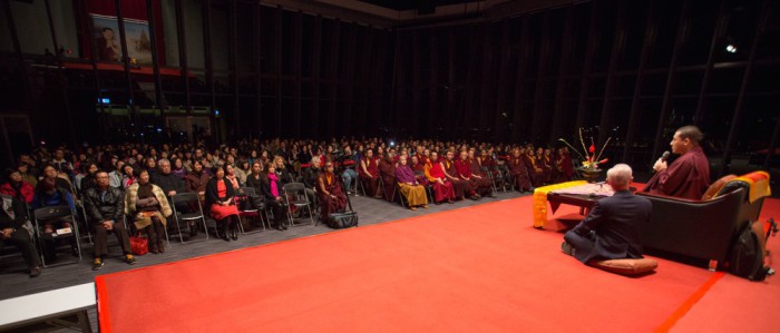 Thaye Dorje, His Holiness the 17th Gyalwa Karmapa, teaching about happiness. Photo / Thule Jug