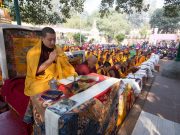 Thaye Dorje, His Holiness the 17th Gyalwa Karmapa, leading the ceremonies at the Kagyu Monlam 2014. Photo / Thule Jug