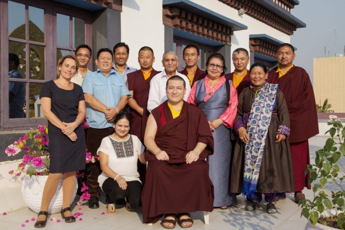 Thaye Dorje, His Holiness the 17th Gyalwa Karmapa, with SABA members at the Karmapa International Buddhist Institute, New Delhi, India