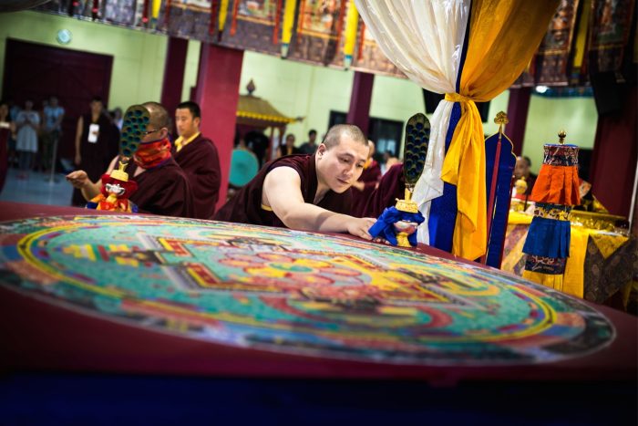 Chakrasamvara empowerment: Creating the mandala. Photo / Tokpa Korlo