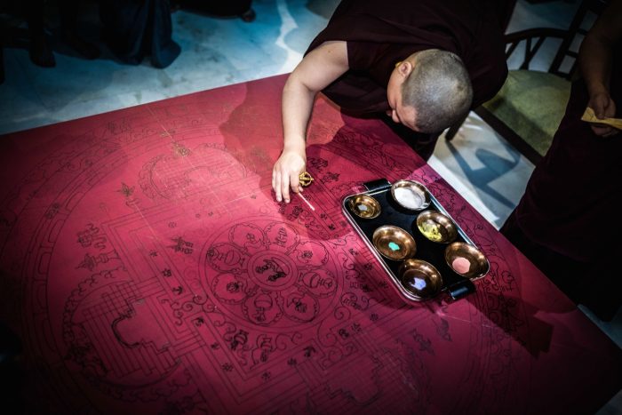 Chakrasamvara empowerment: Creating the mandala. Photo / Tokpa Korlo