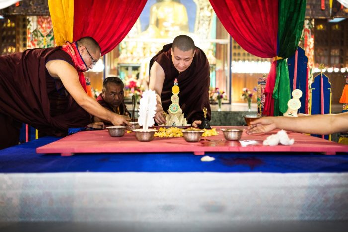 Chakrasamvara empowerment: Preparing offerings. Photo / Tokpa Korlo