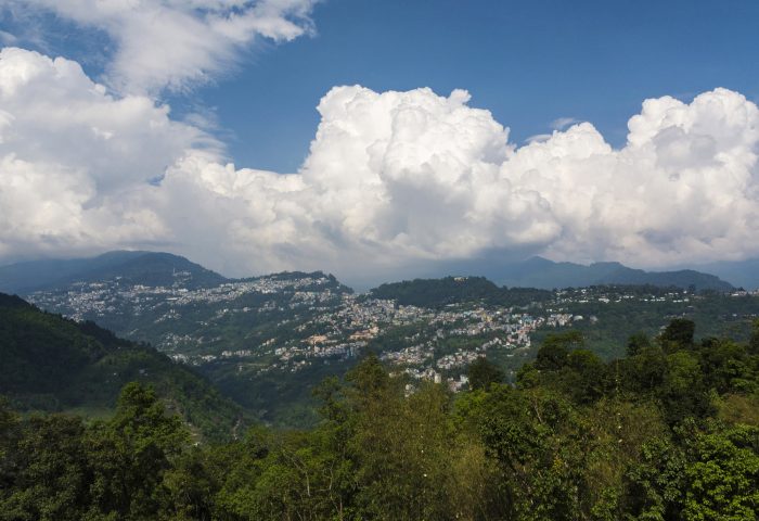 View of Gangtok from Rumtek Monastery at Sikkim, India.